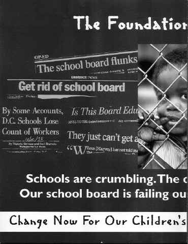 Flyer inner left, "Schools are crumbling"
