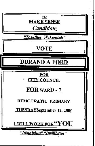 Brochure front page, the Make Sense Candidate
