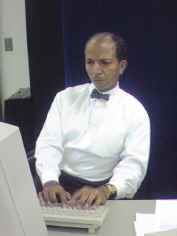 Williams at computer keyboard