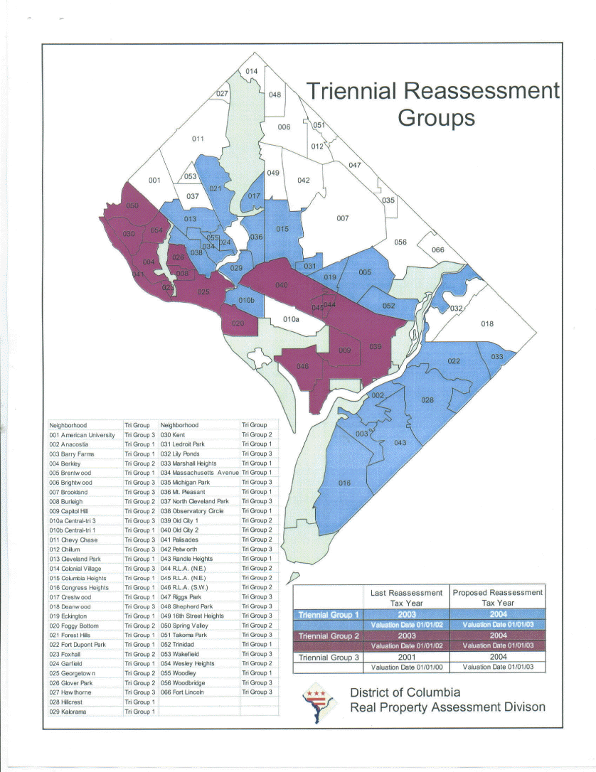 Triennial Reassessment Groups citywide map