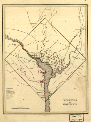 Map of District of Columbia in original diamond shape